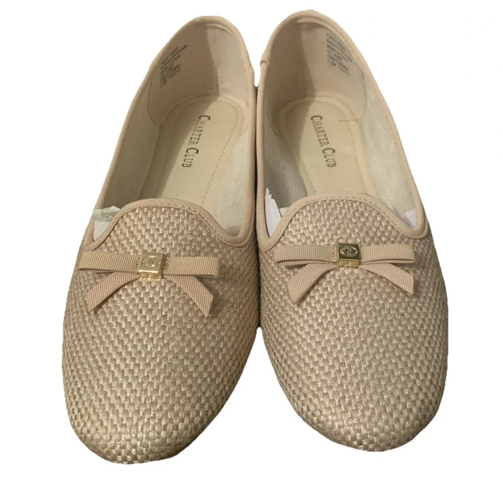 Charter Club Beige Flats Kimii Natural Raffia Loafers Women's 7.5M Casual - Picture 3 of 4